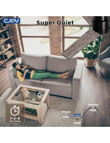 Ventilador de Techo CJOY 48" con Luz LED y Control Remoto