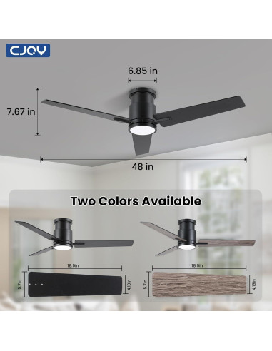 Ventilador de Techo CJOY 48" con Luz LED y Control Remoto