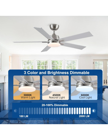 Ventilador de Techo Rayqueen 52" con Luz y Control Remoto