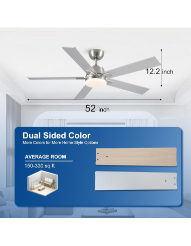 Ventilador de Techo Rayqueen 52" con Luz y Control Remoto