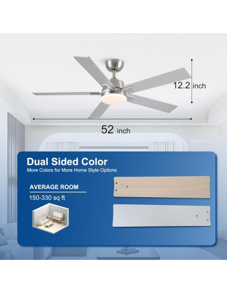 Ventilador de Techo Rayqueen 52" con Luz y Control Remoto