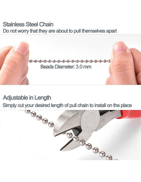 Cadena de Tirar para Ventilador de Techo LEFERS 2 Piezas Cristal