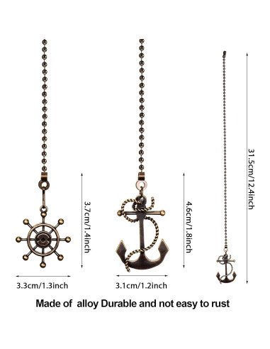 4 Cadenas de Tirar Vintage Honoson 35 cm Bronce para Ventilador