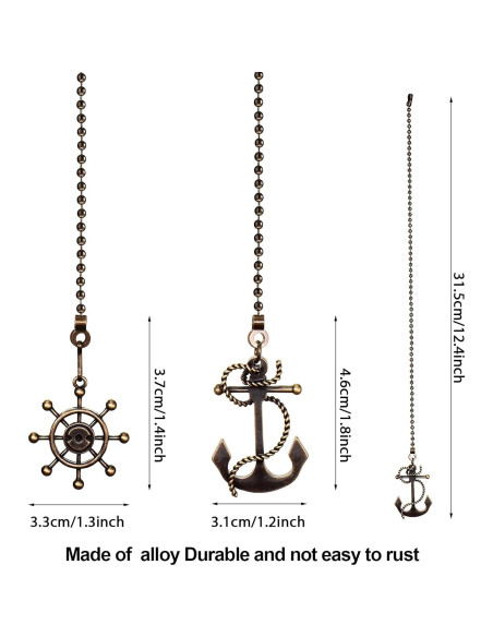 4 Cadenas de Tirar Vintage Honoson 35 cm Bronce para Ventilador