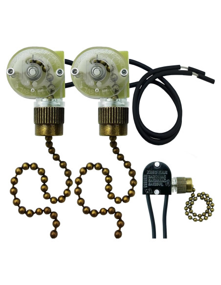 Interruptores de Cadena Zing Ear ZE-109 para Ventilador de Techo - Paquete de 2