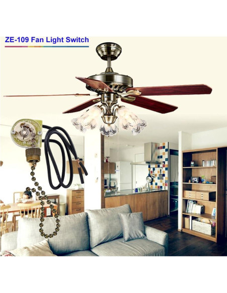 Interruptores de Cadena Zing Ear ZE-109 para Ventilador de Techo - Paquete de 2