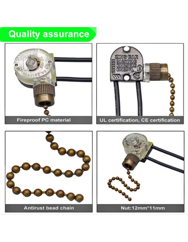 Interruptores de Cadena Zing Ear ZE-109 para Ventilador de Techo - Paquete de 2
