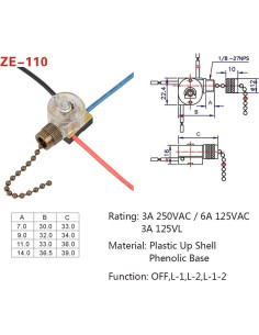 Interruptor de Luz para Ventilador Hunter ZE-110 - 2 Piezas 2