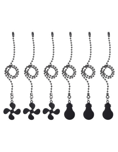 Extensión Cadena Tirar Ventilador Techo UXCELL 6 Piezas Negro