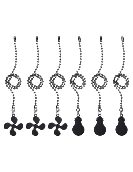 Extensión Cadena Tirar Ventilador Techo UXCELL 6 Piezas Negro