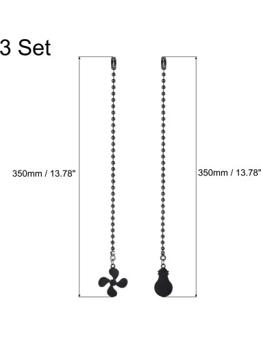 Extensión Cadena Tirar Ventilador Techo UXCELL 6 Piezas Negro