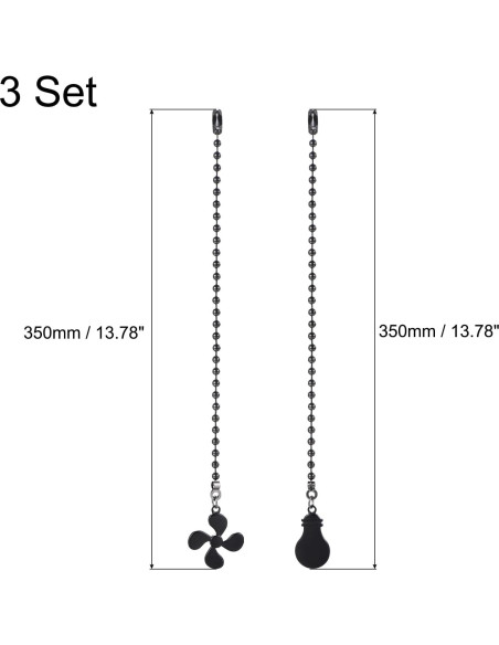 Extensión Cadena Tirar Ventilador Techo UXCELL 6 Piezas Negro