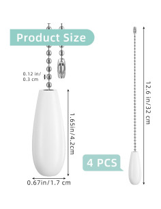Juego de 4 Extensores de Cadena para Ventilador de Techo Blancos 2
