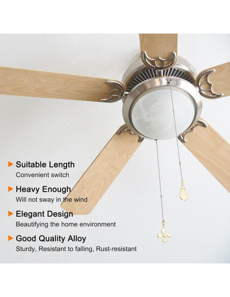 Extensión Cadena Tirar Ventilador Techo UXCELL 6 Piezas Negro