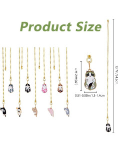 Cadena de Tirar para Ventilador DICOSMETIC 10 Pcs Gato Esmalte 34.8 cm 2