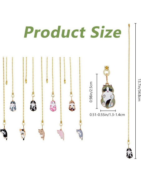 Cadena de Tirar para Ventilador DICOSMETIC 10 Pcs Gato Esmalte 34.8 cm