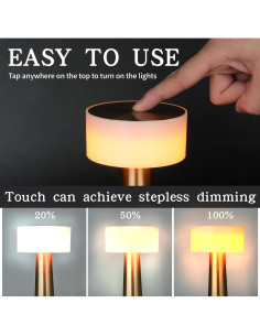 Lámpara LED Recargable Rtuosxui D302 con Sensor Táctil 3 Modos 2