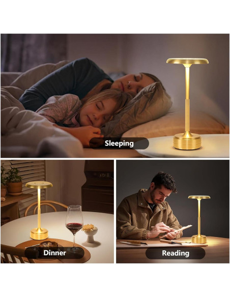 Lámpara de mesa LED recargable Baishezhuan Oro 3 niveles Lámpara de mesa LED recargable Baishezhuan Oro 3 niveles
