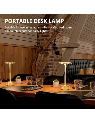 Lámpara de mesa LED recargable Baishezhuan Oro 3 niveles