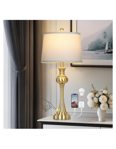 Lámpara de Mesa Dorada Cinyirong Táctil 3 Niveles USB