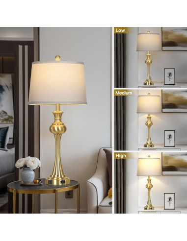 Lámpara de Mesa Dorada Cinyirong Táctil 3 Niveles USB