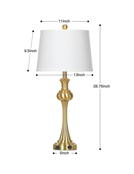 Lámpara de Mesa Dorada Cinyirong Táctil 3 Niveles USB