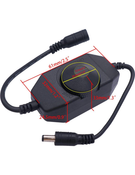 Atenuador LED Rotativo Weideer 2Pcs DC12V-24V Negro Atenuador LED Rotativo Weideer 2Pcs DC12V-24V Negro