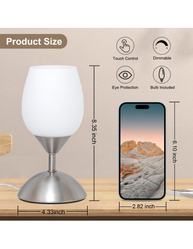 Lámpara Táctil Dimmable Boncoo Plata 11cm x 21.2cm