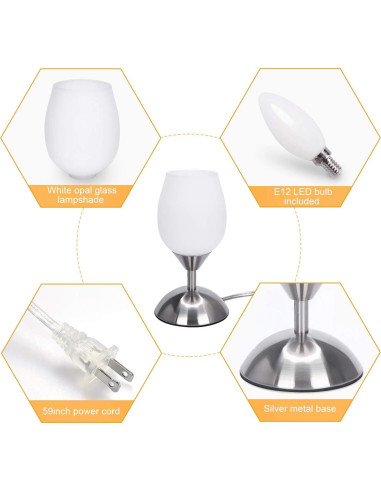 Lámpara Táctil Dimmable Boncoo Plata 11cm x 21.2cm