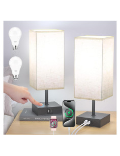 Lámparas de Mesa Táctil Hansang con Carga USB - Paquete de 2