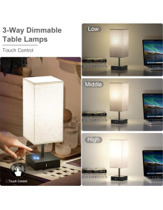 Lámparas de Mesa Táctil Hansang con Carga USB - Paquete de 2 2