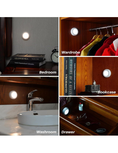 Paquete de 4 Luces Táctiles LED Regulables 7.8cm - Adhesivas