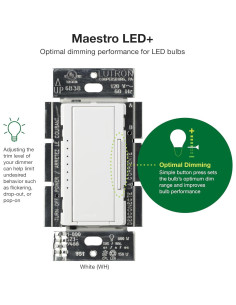 Interruptor Regulador Lutron Maestro LED+ 150W Blanco 2