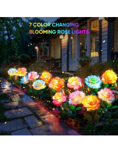 Luces Solares Decorativas BOMIER - Paquete de 4 Flores IP65 2