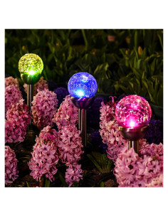 Luces Solares de Jardín GIGALUMI, 3 Paquetes LED Cambiando Color