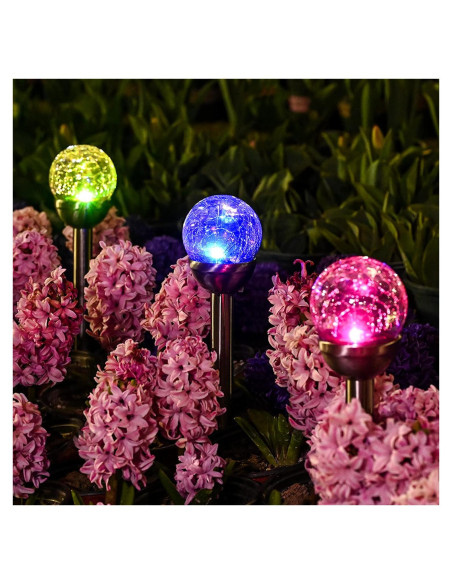 Luces Solares de Jardín GIGALUMI, 3 Paquetes LED Cambiando Color