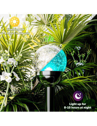 Luces Solares de Jardín GIGALUMI, 3 Paquetes LED Cambiando Color