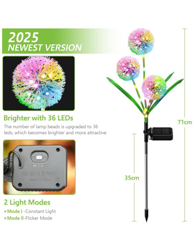 Luces Solares Decorativas BONLION - Paquete de 2 LED Multicolor