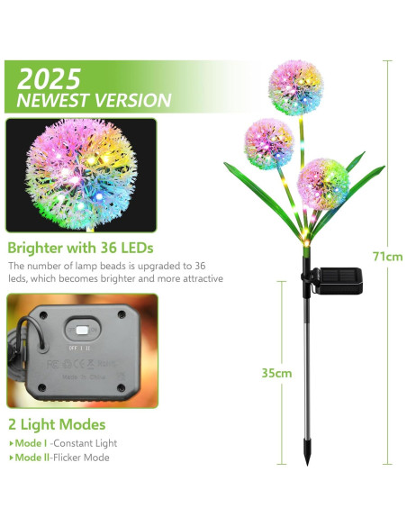 Luces Solares Decorativas BONLION - Paquete de 2 LED Multicolor