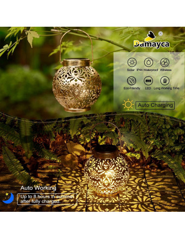 Juego de 2 Linternas Solares Colgantes DAMAYCA 14x16cm
