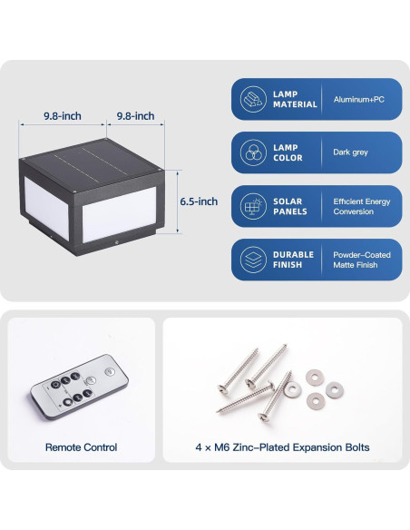 Lámpara de Poste Solar ZRJJMLAN 25cm LED 3000K Impermeable Lámpara de Poste Solar ZRJJMLAN 25cm LED 3000K Impermeable