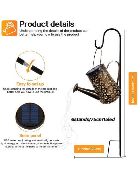 Regadera Solar Imoli con Luces LED Decorativas 18x16 cm Regadera Solar Imoli con Luces LED Decorativas 18x16 cm