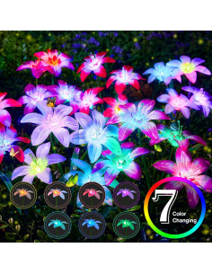Luces Solares de Jardín AHAORIGIN, Paquete de 4 Lirios Multicolor 2