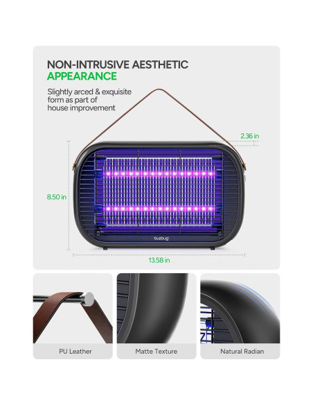 Zapper de Insectos Buzbug MA015B, Lámpara LED 10 Años, 1.06kg