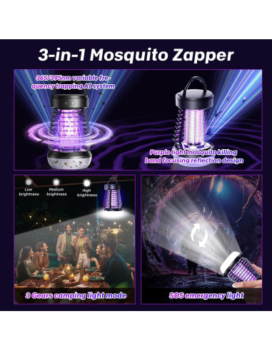 Zapper de Mosquitos Eléctrico Falala J10, 3 en 1, 2000V
