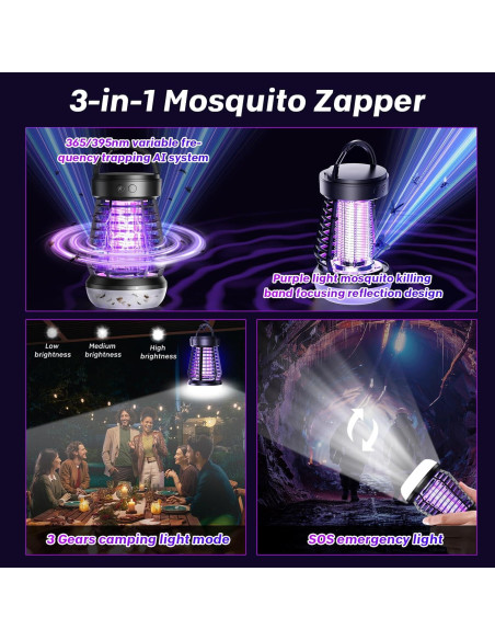 Zapper de Mosquitos Eléctrico Falala J10, 3 en 1, 2000V