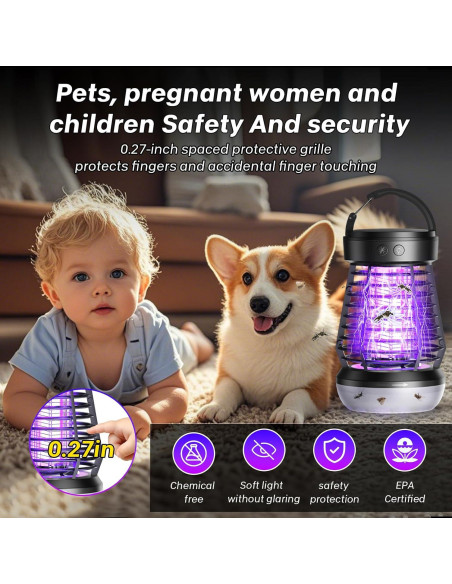 Zapper de Mosquitos Eléctrico Falala J10, 3 en 1, 2000V