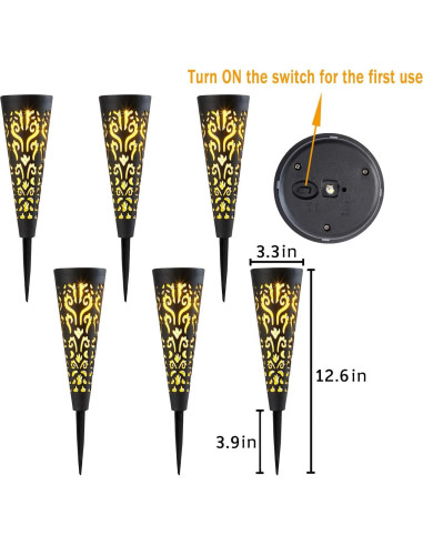 Luces Solares de Estaca Go2garden 6 Pcs Negro IP65