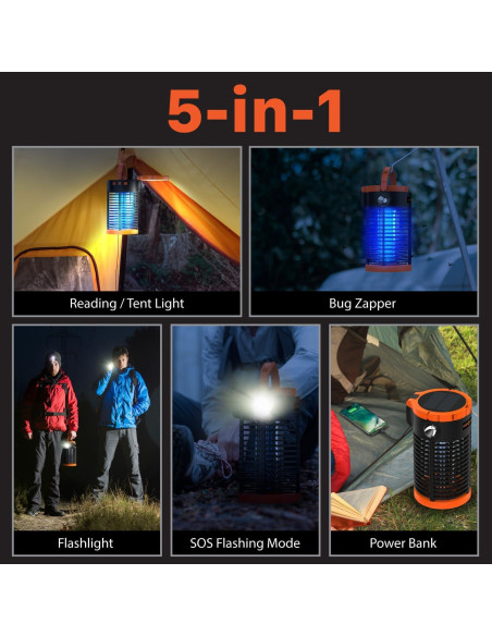 Zapper de Insectos 5 en 1 FosPower 3300V con Banco de Poder 29600mWh