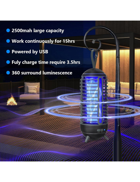 Lámpara Asesina de Mosquitos Inalámbrica JUSENWDSL 2500mAh